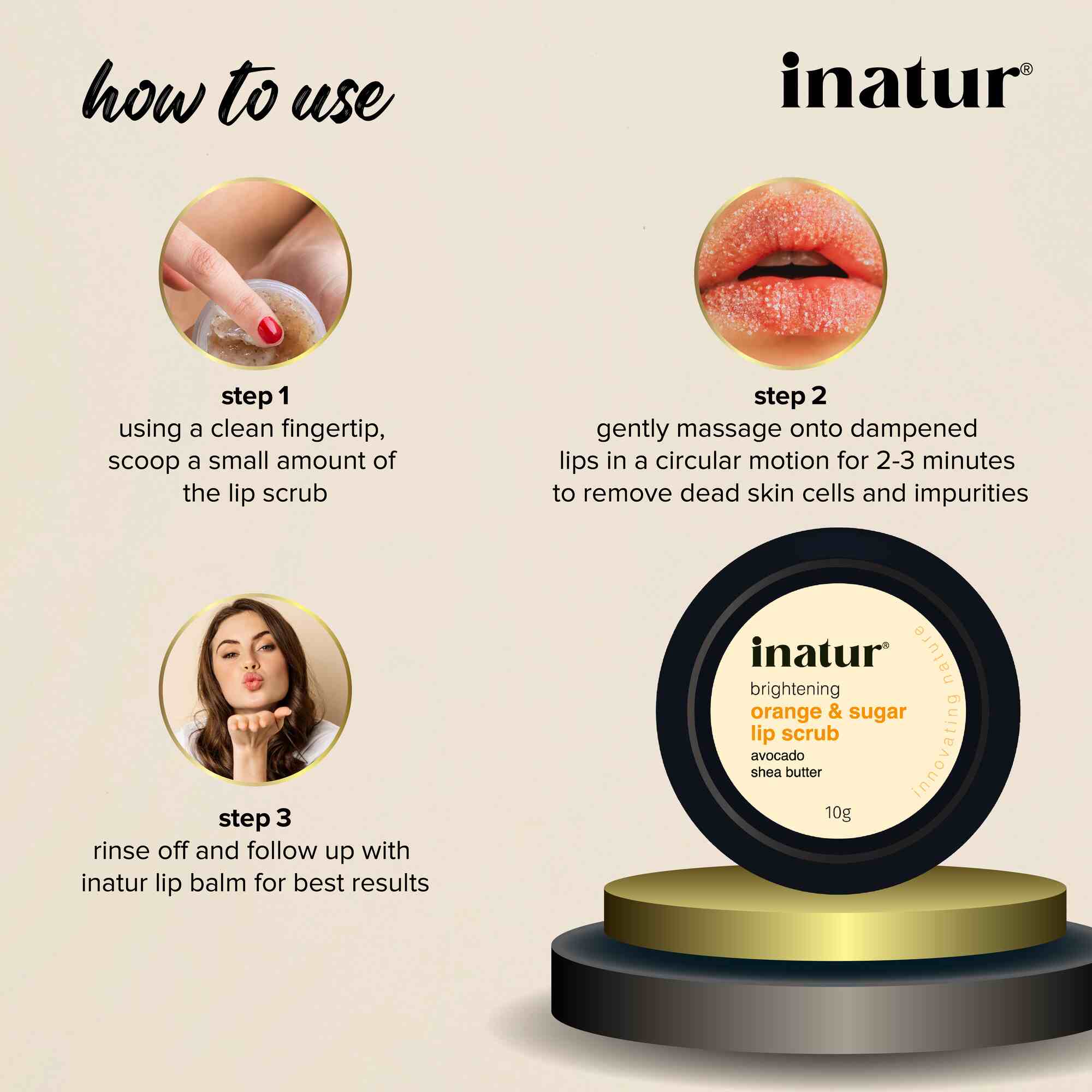Inatur Orange & Sugar Lip Polish - Distacart
