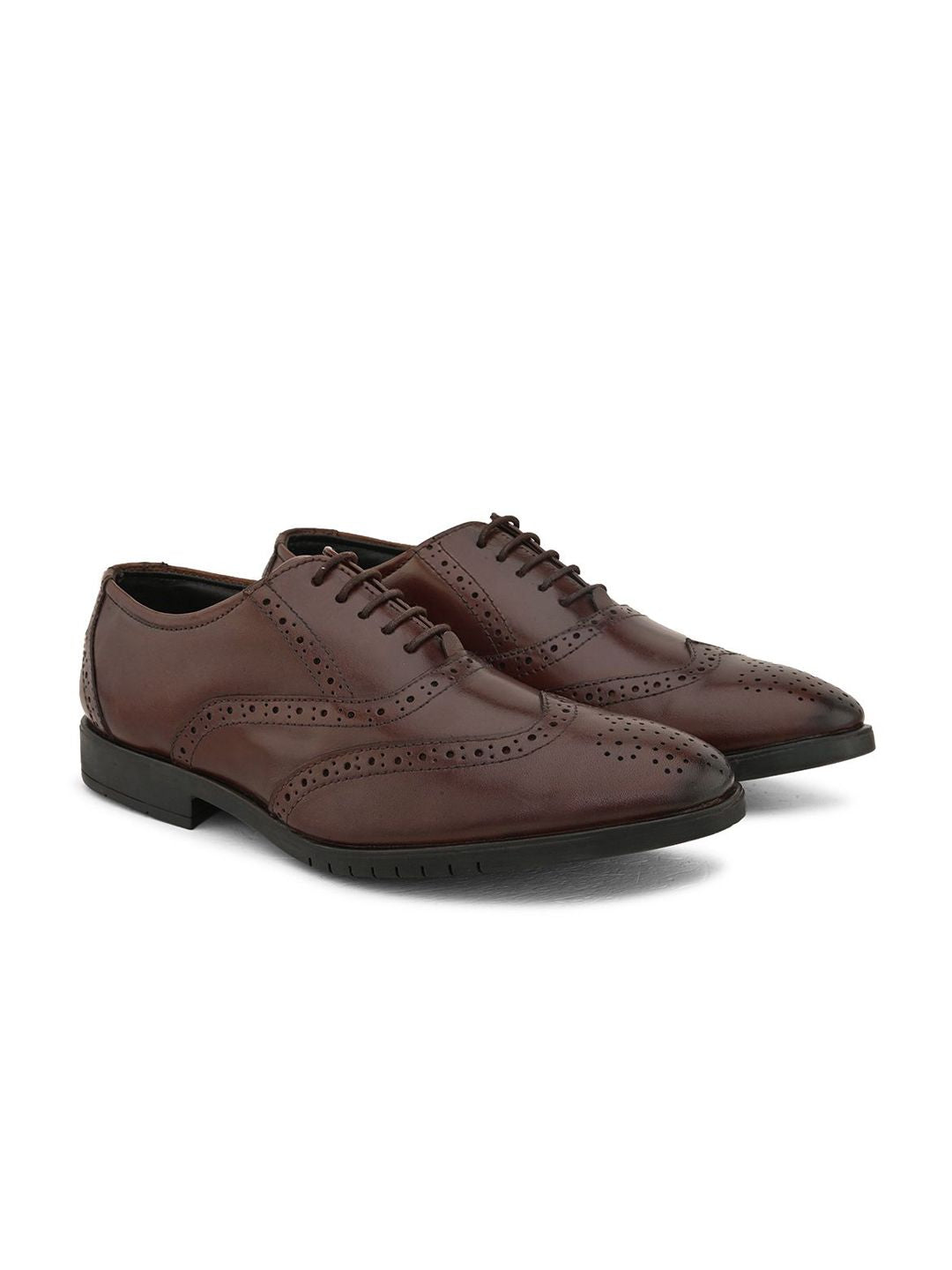 House of Pataudi Men Leather Formal Brogues Shoes