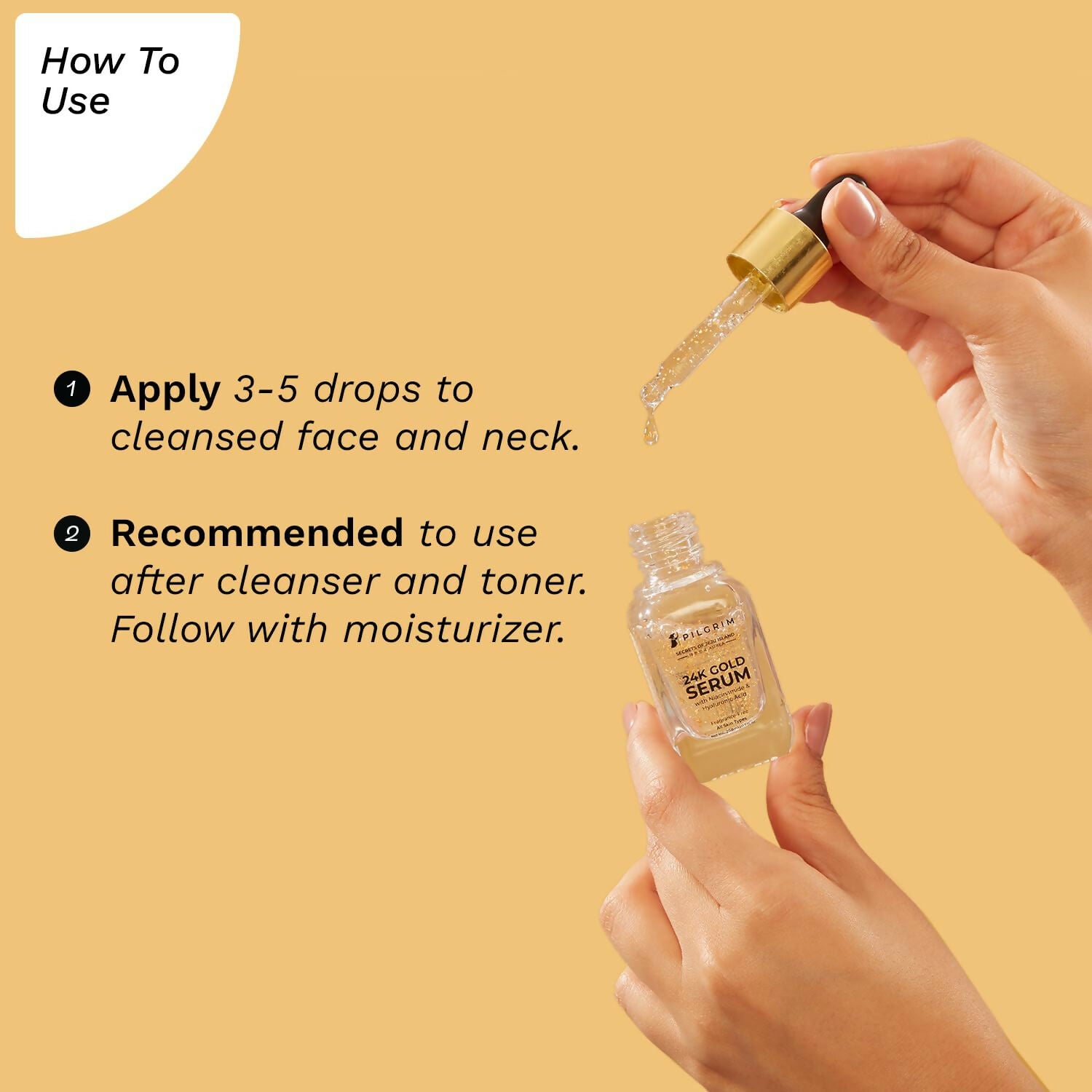 Pilgrim 24K Gold Face Serum With Niacinamide & Hyaluronic Acid, Dewy Primer For Face Make-Up - Korean Skin Care - Distacart