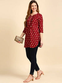 Thumbnail for Anubhutee Maroon & Beige Printed Straight Kurta - Distacart