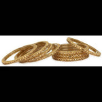 Thumbnail for Afast Bridal Wedding & Party Fashionable Colorful Glass Bangle/Kada Set, Pack Of 8 - Golden - Distacart