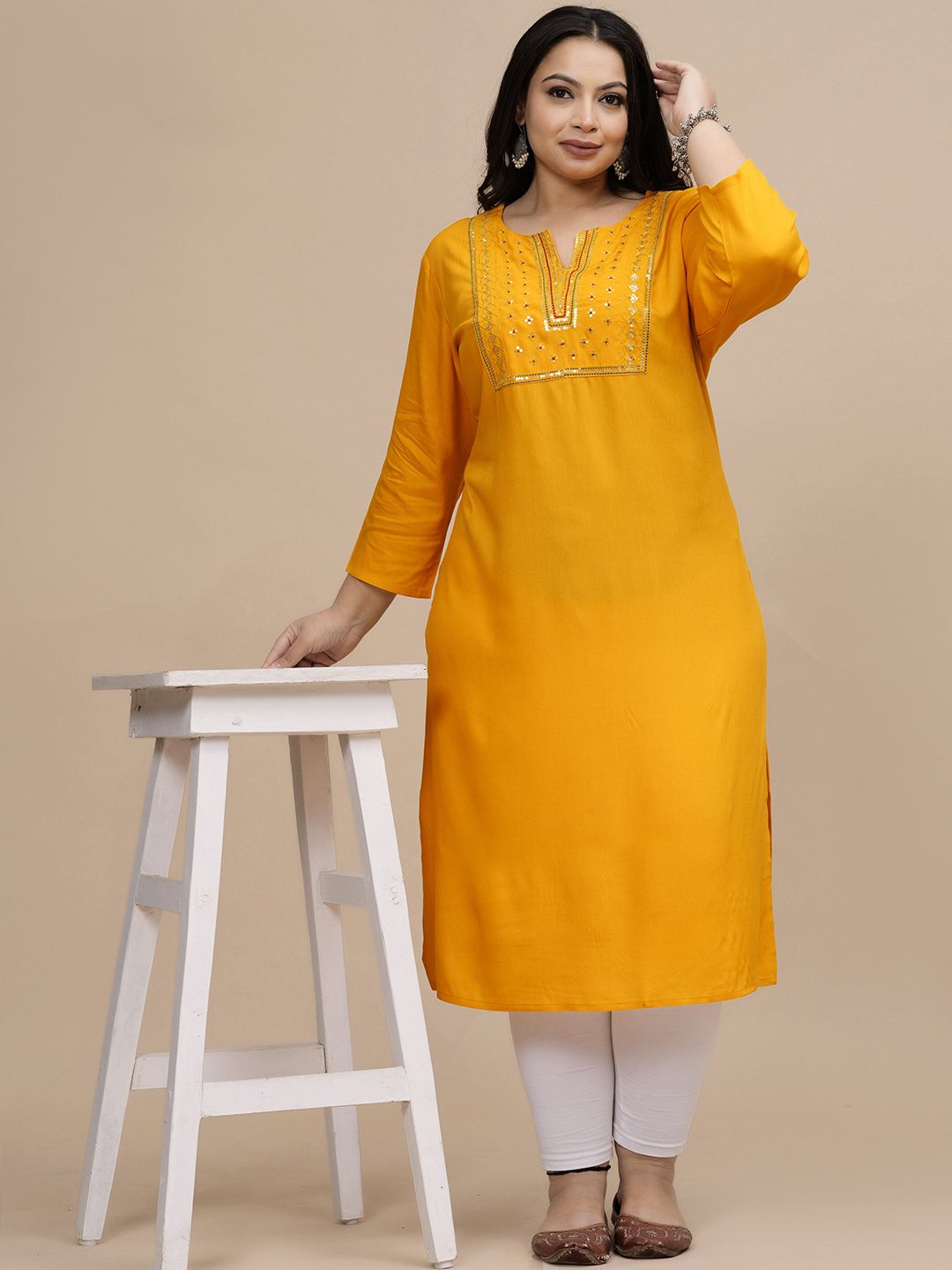 Sztori Women Flared Sleeves Thread Work Kurta - Distacart