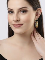 Thumbnail for NVR Women Golden Linked Round Circle Attached Drop Earrings - Distacart