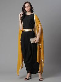 Thumbnail for Ahalyaa Women's Black Crepe Top Skirt With Shrug - Distacart