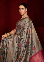 Thumbnail for Joban Fashion Multi Color Soft Silk Weaving Fabric With Digital Jamdani Print With Jacquard Rich Pallu & Blouse With Spring Tassels