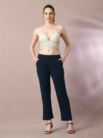 Thumbnail for Myshka Women'sNavy Blue Solid Party straight Trousers - Distacart