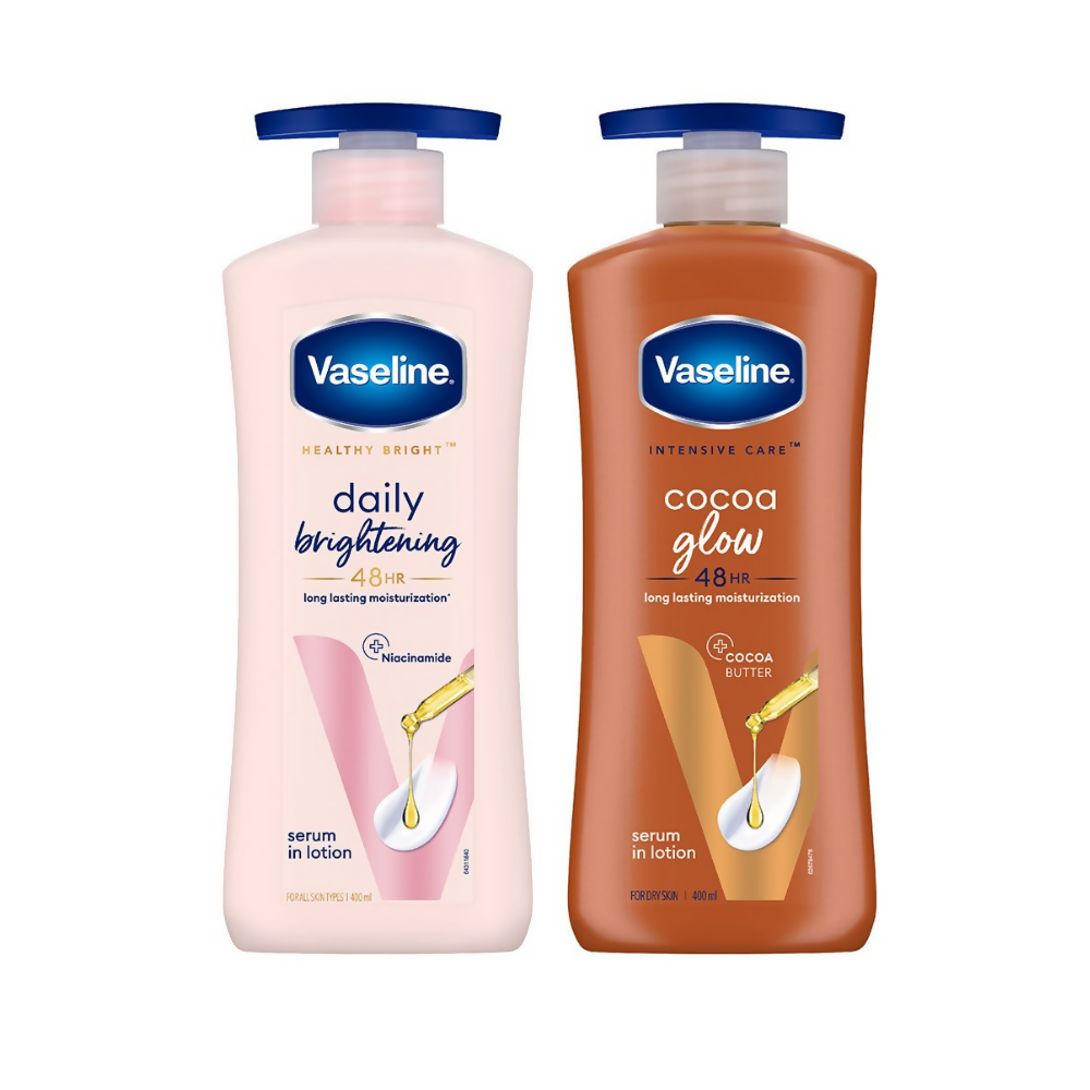 Vaseline Daily Brightening Body Lotion & Cocoa Glow Body Lotion Combo - Distacart