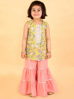 Thumbnail for Lil Drama Girls kurta with sharara set - Yellow - Distacart