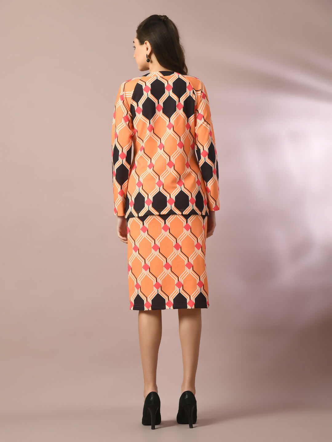 Myshka Women's Multi Printed Round Neck Party Top With Skirt Co-ord set - Distacart