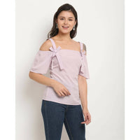 Thumbnail for Aastha Fashion Women's Light Purple Polyester Solid Casual Top - Distacart