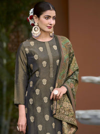 Thumbnail for Aastha Fashion Women's Green Pure Silk Elegant Jacquard Woven Kurta with Trouser & Dupatta - Distacart