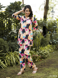 Thumbnail for Casual Fashionable Multi Muslin Cotton co-ord set - Manya