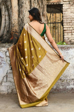 Thumbnail for Joban Fashion Olive Green Pure Katan Pure Handloom Banarasi Silk Saree