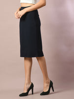 Thumbnail for Myshka Women's Blue Solid Knee Length Party Embellished Skirts - Distacart