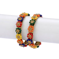 Thumbnail for Afast Designer Fancy Party Bangle/ Kada Set, Multicolor, Metal, Pack Of 2 - Distacart