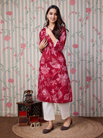 Thumbnail for Ode by House of Pataudi Floral Printed Pure Cotton Straight Kurta - Distacart
