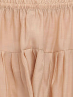 Thumbnail for Ahalyaa Beige Chanderi Gold Foil Print Kids Kurta Churidar Set For Boys - Distacart