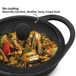 Thumbnail for Hawkins Futura Cast Iron Nonstick Kadai with Glass Lid - Black (CIK15G)