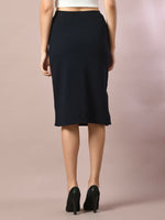 Thumbnail for Myshka Women's Blue Solid Knee Length Party Embellished Skirts - Distacart