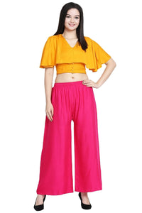 Thumbnail for Asmaani Pink Color Plain Sarara Palazzo