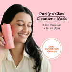 Thumbnail for Foxtale Purify & Glow Cleanser + Mask With French Pink Clay & Sodium - Distacart