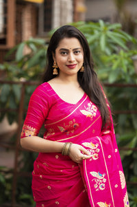 Thumbnail for Rani Pure Silk Woven Design Saree with Unstitched Blouse - A2M