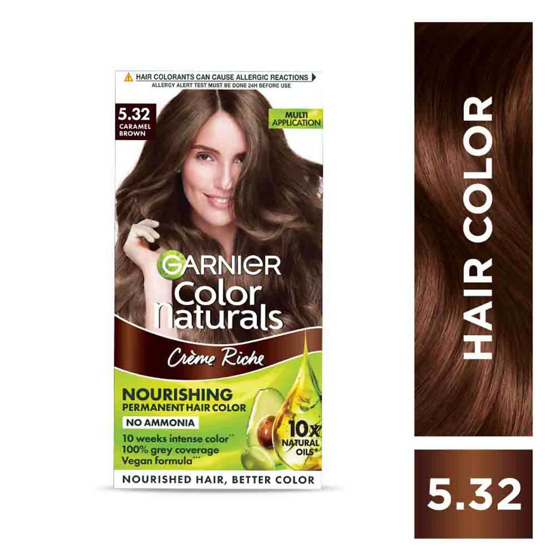 Garnier Color Naturals Creme Riche Hair Color - Shade 5.32 Caramel Brown - Distacart