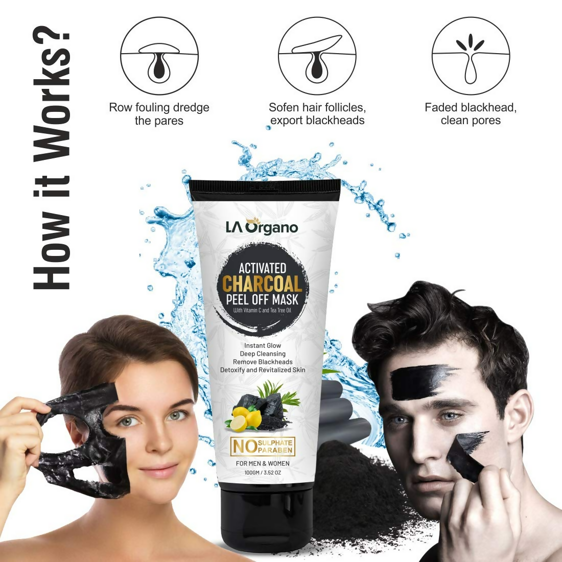 LA Organo Blackhead Remover Activated Charcoal Peel Off Mask - Distacart