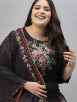 Thumbnail for Sztori Plus Size Floral Printed Regular Straight Kurta with Palazzos & With Dupatta - Distacart