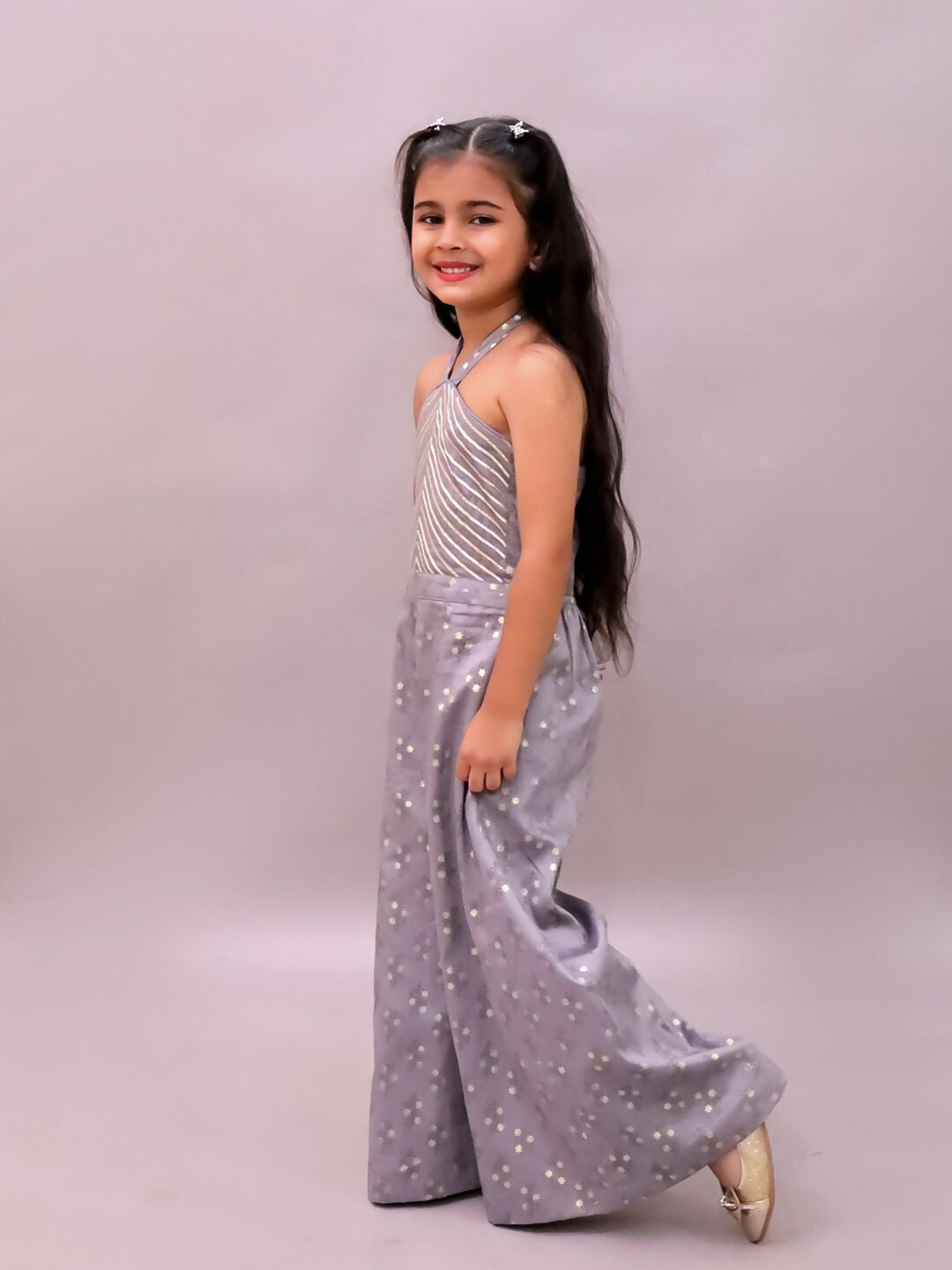 Lil Drama Mehfil Grey Stylish Jumpsuit For Girls