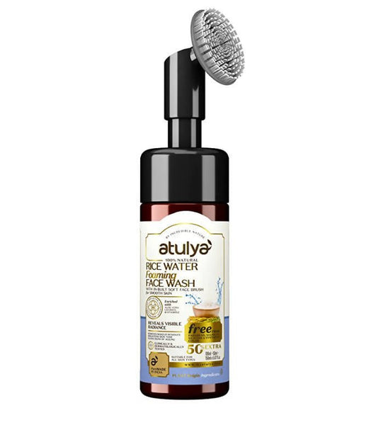 Atulya Rice Water Foaming Face Wash With In-Built Soft Face Brush - Distacart