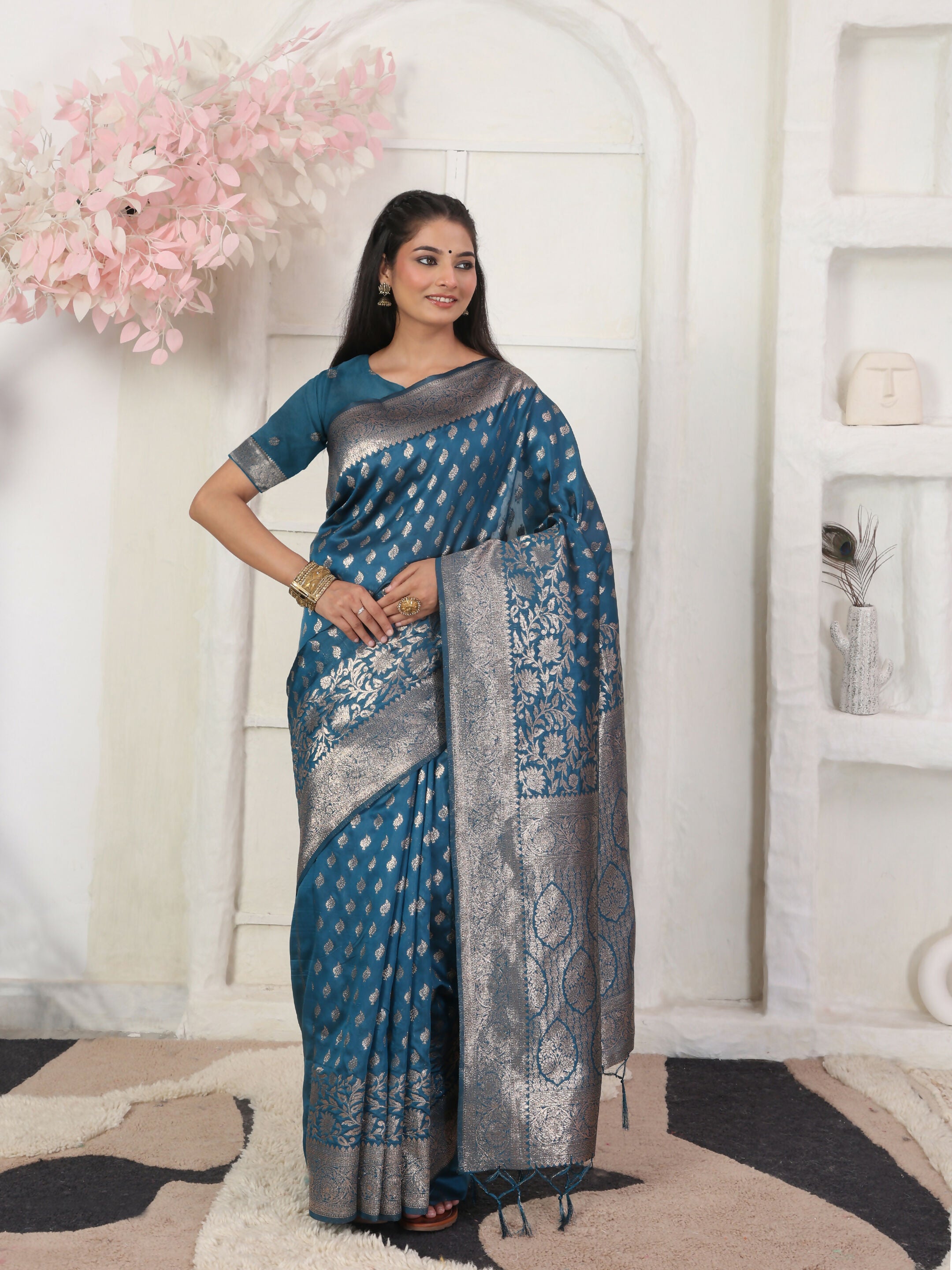 Astita Lichi Silk Light Pink Saree