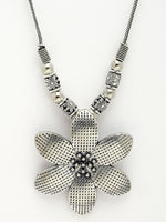 Thumbnail for NVR Women's Silver-Toned Floral Shape Pendant with Chain - Distacart