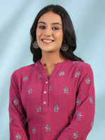 Thumbnail for Juniper Women Wine Double Gauze Embroidered High-Low Tunic - Distacart