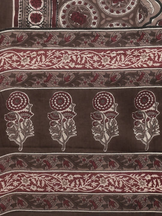 Anubhutee Brown & Maroon Printed Pure Cotton Kurta with Trousers & Dupatta - Distacart