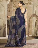 Thumbnail for Joban Fashion Satin Organza Navy Blue Swarovski Saree