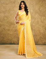 Thumbnail for Joban Fashion Chiffon Light Yellow & White Printed Saree