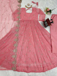 Thumbnail for Preksha Creation Women Gown Silk Organza With Thread Sequin With Dupatta And Pant