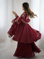 Thumbnail for Teeya Creation Maroon Color Embroidery Work Wedding Wear Salwar Suit