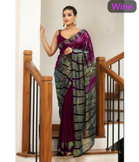 Thumbnail for Arfa Fashion House Wine Georgette Sequince Saree