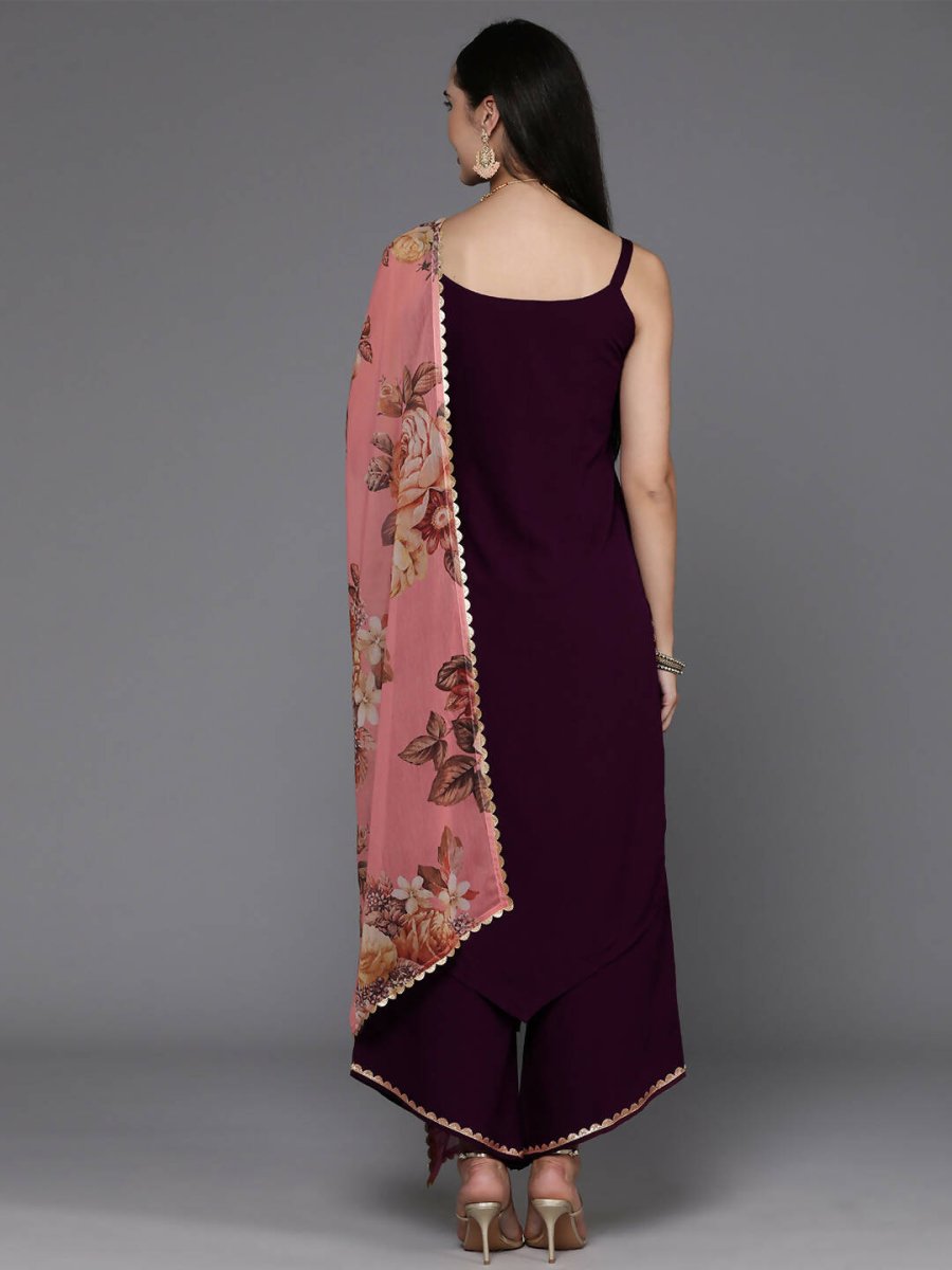 Ahalyaa Women's Traditional wear Kurta Set - Burgundy - Distacart