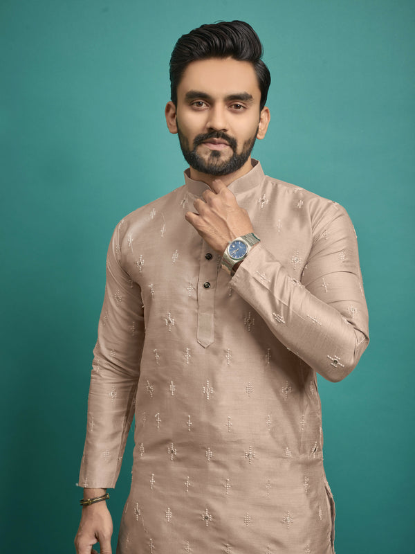 Traditional Golden Wedding Wear Indian Kurta for Men by Infinity Export - Distacart