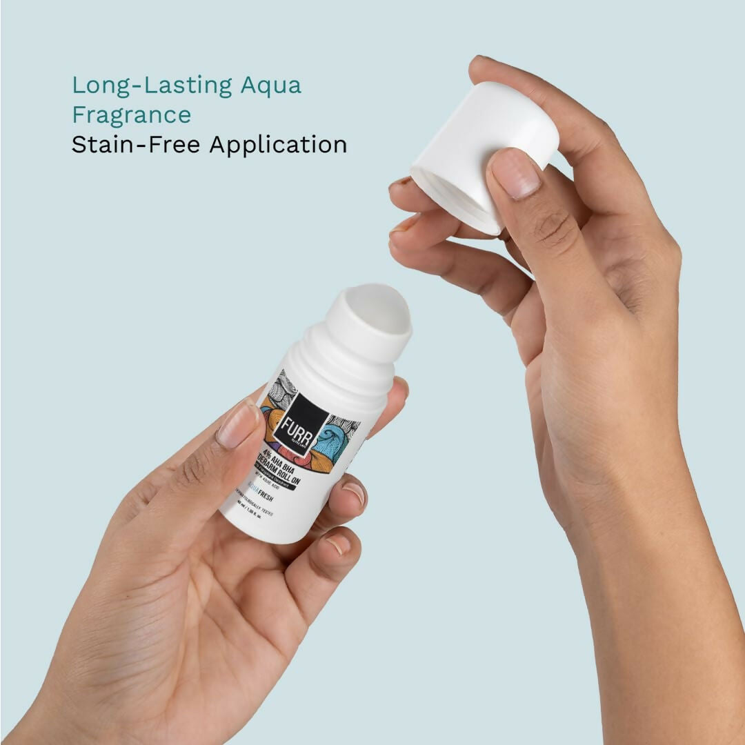 FURR 4% AHA BHA Underarm Roll On with Kojic Acid Helps Reduce Pigmentation, Prevents Body Odour & Brightens Skin - Distacart