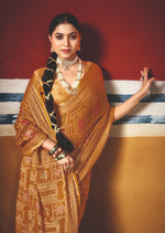 Thumbnail for Joban Fashion Yellow Dull Moss Brasso Saree