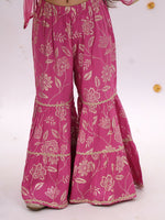 Thumbnail for Lil Drama Khilkhilahat Pink Kurta Sharara With Dupatta Set For Girls