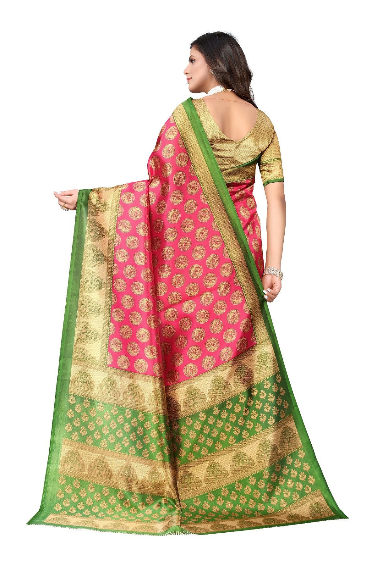 Vamika pink Printed Art Silk Saree - Distacart