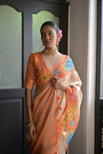 Thumbnail for Vishnu Weaves Women's Orange banarasi Silk Saree with Blouse - Distacart