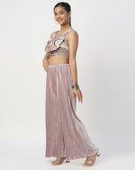 Thumbnail for Lil Drama Glam Up Girls Grey Pant With Satin Top Party Co-Ordinate Set - Distacart