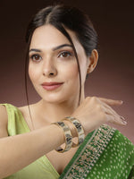 Thumbnail for NVR Women's Set of 2 Gold-Plated Peacock Design Meenakari Handcrafted Bangles - Distacart