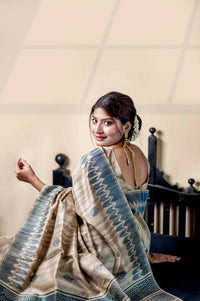Thumbnail for Aastha Fashion Teal Thread Woven Handloom Tussar Silk Saree with Blouse - Distacart